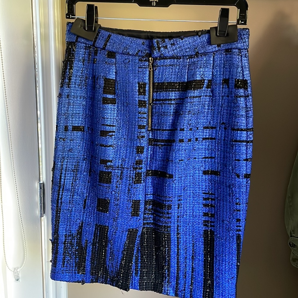 THAKOON textured pencil skirt. The most beautiful cobalt blue and black weave. - Picture 3 of 7